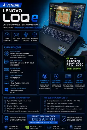 Notebook gamer Lenovo LOQ E