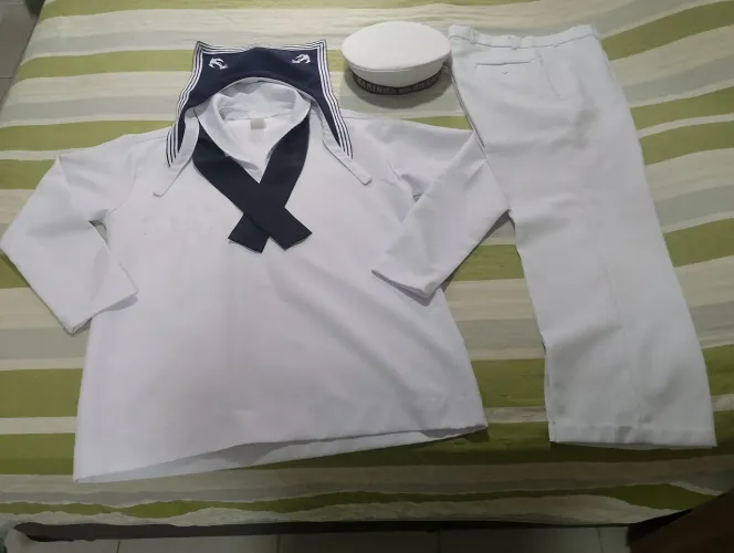 UNIFORME DE MARINHEIRO DA MARINA, MANGA LONGA, COR BRANCO GELO, ORIGINAL 