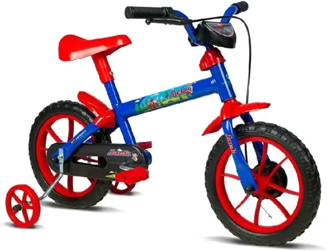 Bicicleta Infantil Aro 12 Jack Azul e Vermelha com Rodinhas - Verden