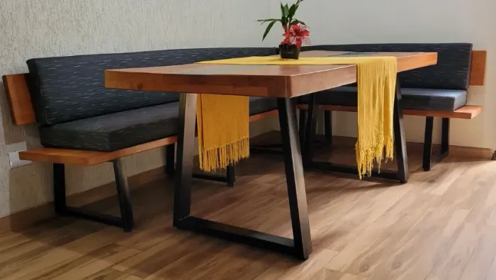 Canto Alemão Mesa Prancha Pranchão Rústico Industrial Madeira Maciça