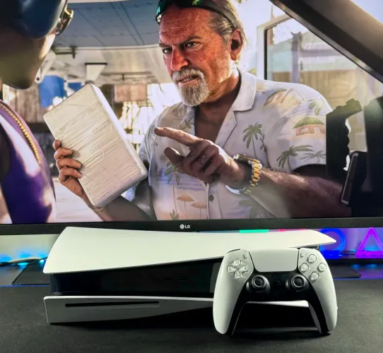 PS5 com Leitor + Jogo + Controle + | Garantia