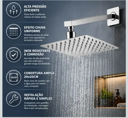 Chuveiro Inox Novo