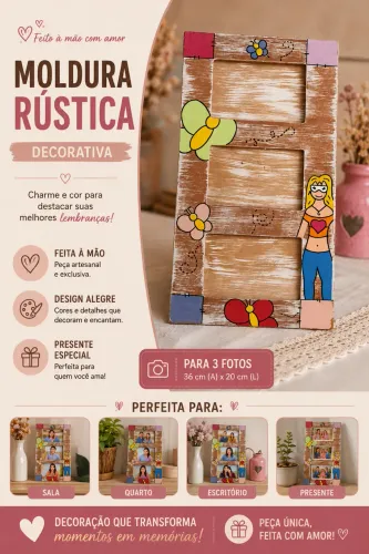 Kit Decoração MDF Artesanal Feminino com Porta-Retratos