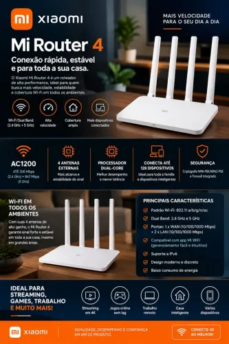 Roteador Wi-Fi Xiaomi Mi Router 4
