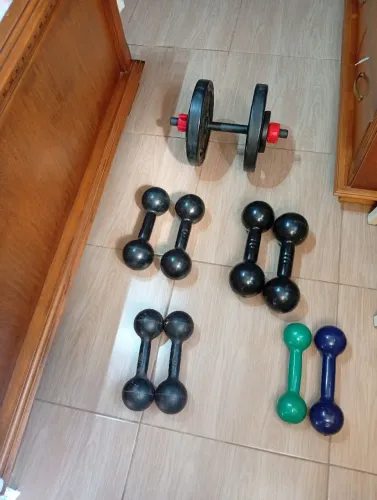 Kit Completo de Halteres e Anilhas 79kg ? Treino em Casa