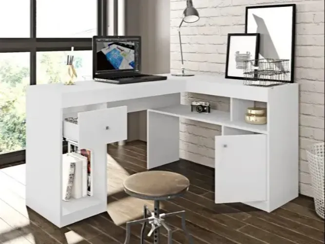 Mesa Escrivaninha Nilo Em L ALtura 1,34 Cm - Entrega imediata