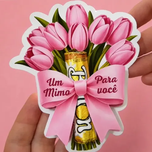 MIMO PARA CLIENTES CARD BUQUÊ DE TULIPA -PORTA MIMO PERSONALIZADO