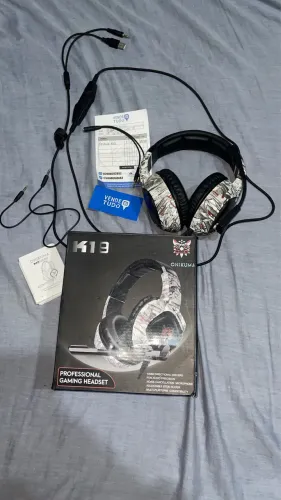 Headset Gamer Onikuma K19 Original Branco Camuflado - Completo