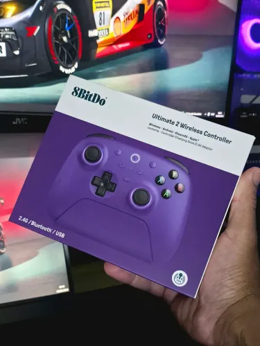Controle 8BitDo Ultimate 2 Roxo Wireless TMR 1000Hz Com Dock Magnético Para PC