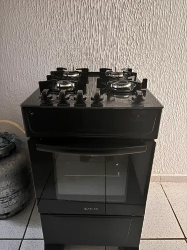 Fogão Atlas 4 Bocas Preto c/ Mesa de Vidro - Estado de Novo e Na Garantia!