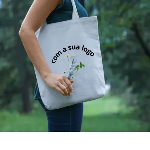Kit 50 Sacolas Ecobag 30x40 de Algodão Cru Personalizada