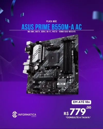 PLACA MÃE ASUS PRIME B550M-A AC