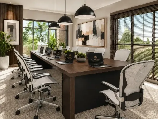 Mesa de Reunião Top Wood Delluxe . Alto Padrão. Com Tomadas. L370cm x P130cm x A74cm