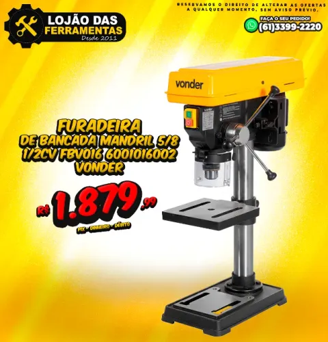 Furadeira de Bancada Mandril 5/8 1/2CV FBV016 6001016002 vonder