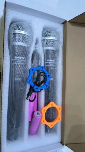 Par de microfone profissional sem fio recarregável