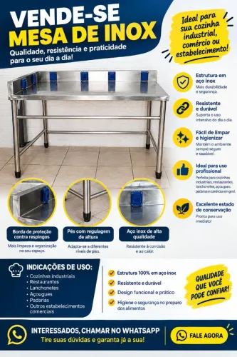 Mesa inox 120x97cm  usada em perfeito estado 