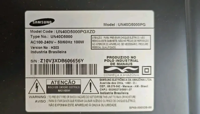 Placa mãe TV Samsung UN40D5000PGXZD