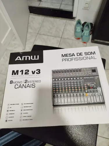 AMW M12 v3 Mesa de Som 12 Canais 99 Efeitos Dsp Interface de áudio USB, Bluetooth Aux Sub