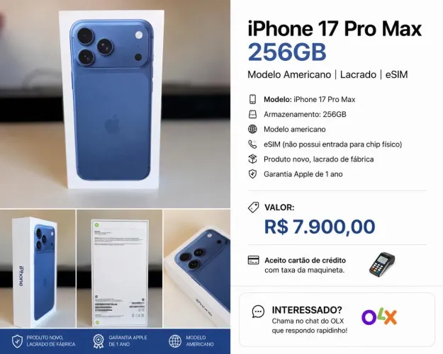 iPhone 17 pro max azul lacrado