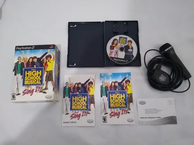 Kit Playstation 2 Sing It! High School Musical, Jogo + Microfone - somente venda