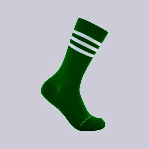 Meia Old School Verde Folha e Branco Listrada - Joker Socks