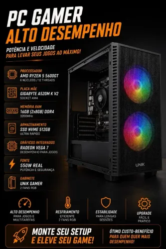 Pc Gamer Amd Ryzen 5 5600gt 2x8gb 3200mhz Nvme 500gb C/wifi