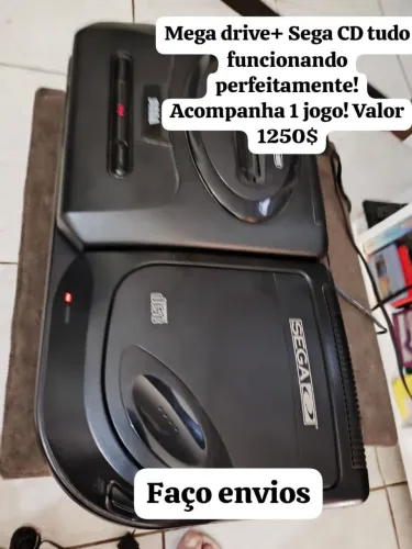 O lendário Mega driver + Sega CD + jogo