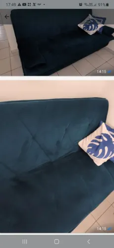 Sofá cama semi novo azul