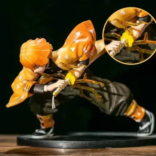Boneco Zenitsu Agatsuma Miniatura Demon Slayer Kimetsu Action Figure 14cm