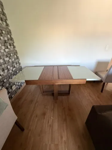 mesa de jantar retratil com tampo de vidro