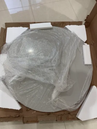 Tampo Redondo para Mesa 100 cm em Vidro/MDF Off-White - Novo