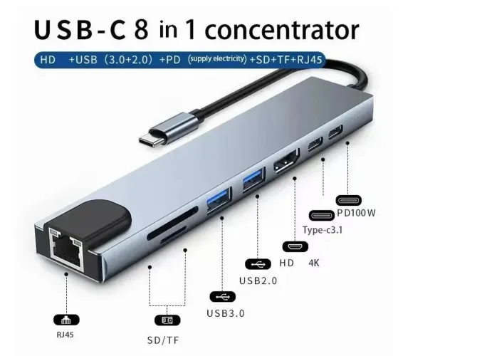 HUB USB 8X1 3.0 adaptador USB