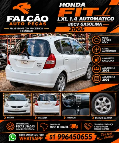 HONDA FIT LXL 1.4 AUTOMATICO 80CV GASOLINA 2005 ( PARA RETIRADA DE PEÇAS )