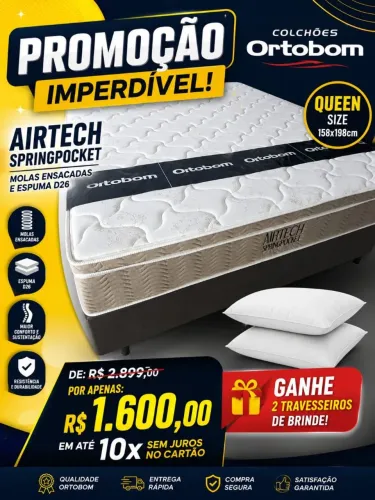 Conjunto airtech Ortobom Queen size na promoção!!!!!