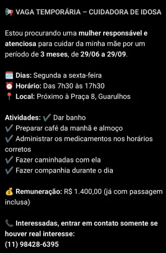 Cuidadora Feminina 