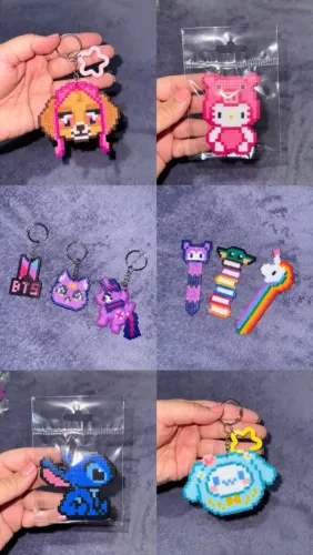 Chaveiros, ímãs e marca páginas de Hama beads(pixel art)