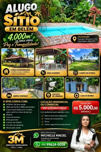 ALUGO SÍTIO EM BELÉM - 4.000M² DE ÁRE - PARA FINS RESIDENCIAL OU COMERCIAL - Belém - PA