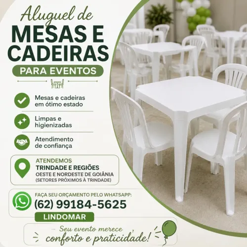 ALUGUEL DE MESAS E CADEIRAS PARA EVENTOS