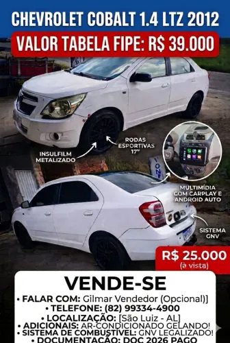 Chevrolet Cobalt LTZ 1.4 8V Flexpower/econoflex 4P 2012