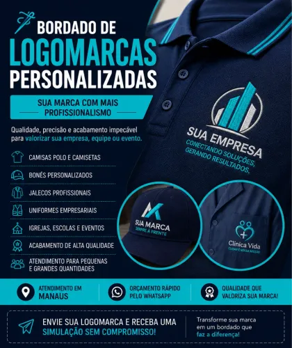 Bordado de Logomarca para Empresas | Uniformes, Bonés e Jalecos em Manaus