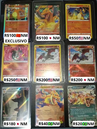 Cartas Pokémon Charizard e charmeleon Raras