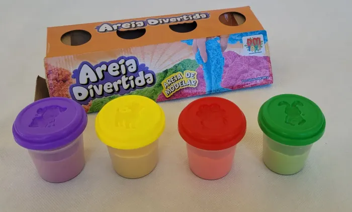4 potes Areia Divertida DM Toys, areia cinética