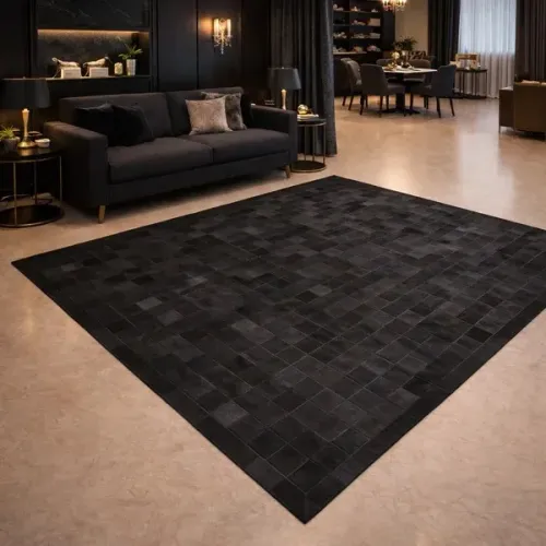 Tapete de Couro Bovino Preto 2,50x2,50