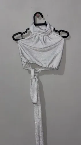 Conjunto de brilho prata tamanho P