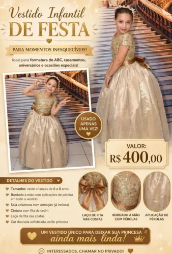 ? Vestido Infantil de Festa Luxo - Perfeito para Momentos Especiais! ?