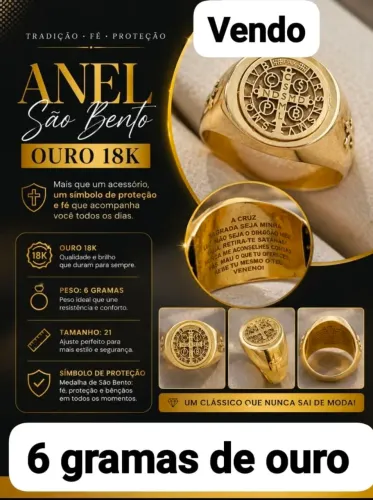 Anel ouro sao bento