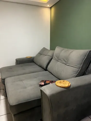 Sofá 3 Lugares Retrátil e Reclinável Flexforma Versalhes Veludo Cinza 230 cm