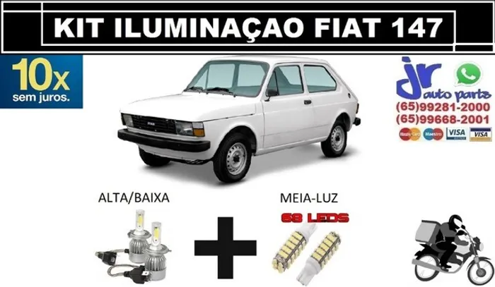 Kit Lampada Ultra LED (Alta/Baixa e Meia-luz) Fiat 147 6000K 12V 24V