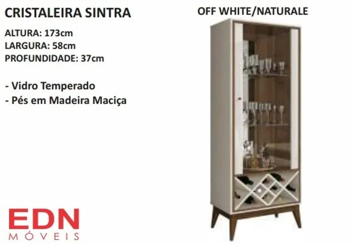 Cristaleira Sintra - Off white/Naturalle *novo na caixa