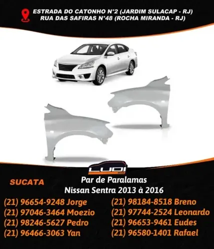 Par de Paralamas Nissan Sentra 2013 à 2016